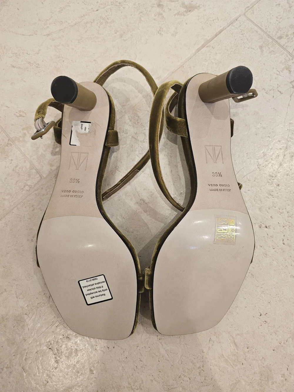 Tamara Mellon Olive Velvet Strappy Heels - Picture 4 of 4